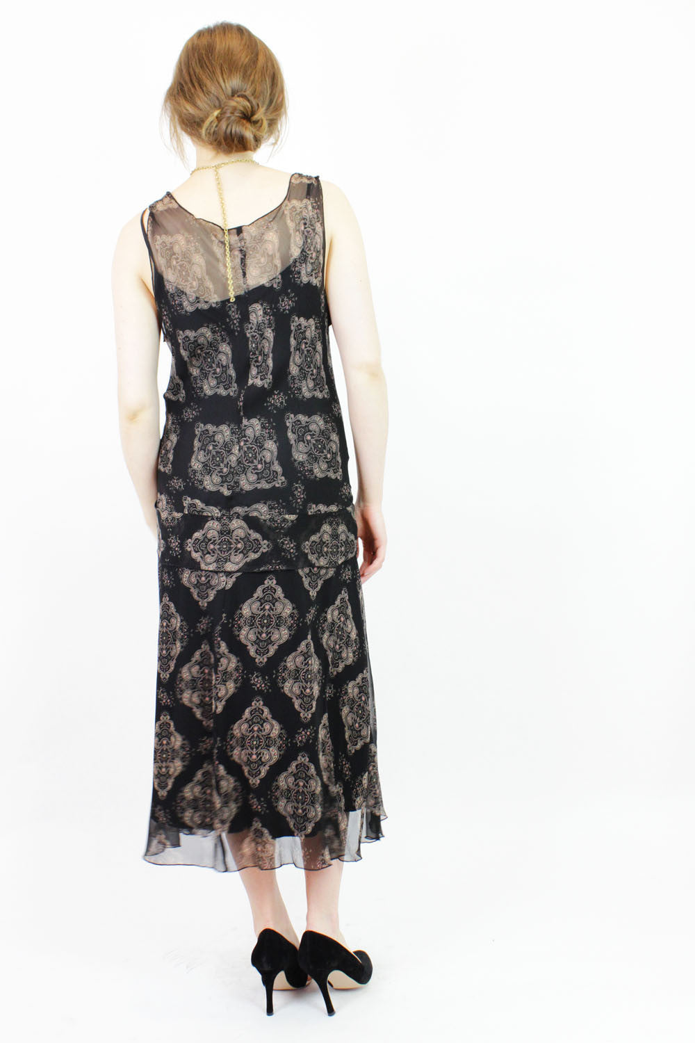 jazzy silk chiffon dress M