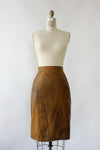 Distressed Brown Leather Skirt M