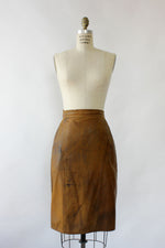 Distressed Brown Leather Skirt M