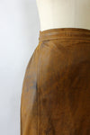 Distressed Brown Leather Skirt M