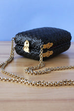 Dorian Wicker & Gold Chain Purse