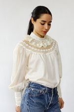 Gunne Sax Lace Yoke Peasant Top M
