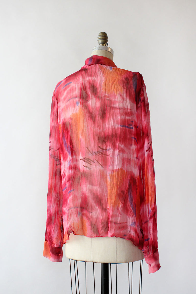 Christian Dior Sunset Sheer Silk Blouse M/L