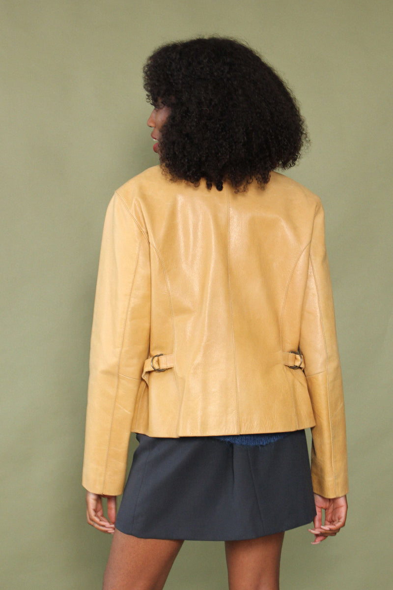 Honey Leather Boxy Jacket L