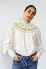 Gunne Sax Lace Yoke Peasant Top M