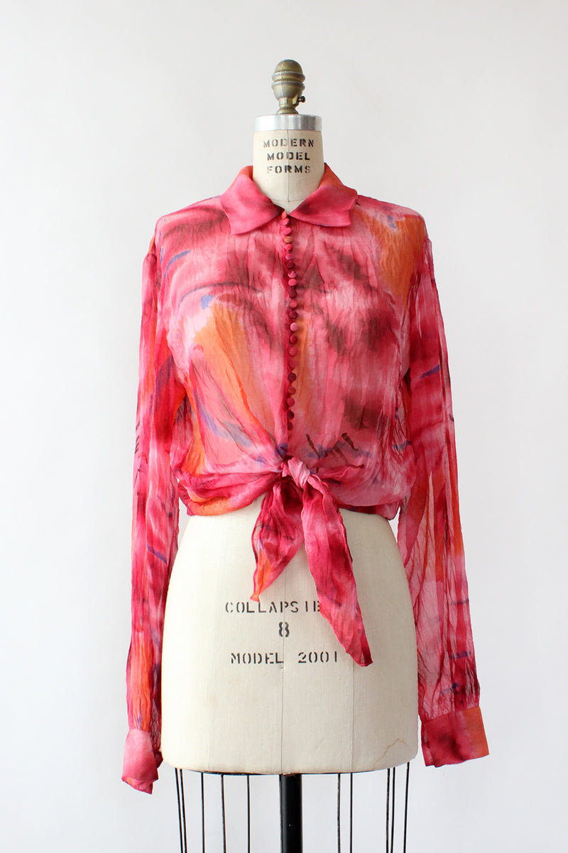 Christian Dior Sunset Sheer Silk Blouse M/L