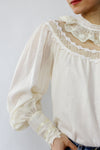 Gunne Sax Lace Yoke Peasant Top M