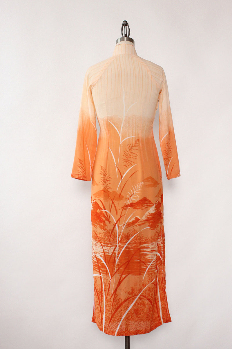 Vietnamese Landscape Chiffon Dress XS