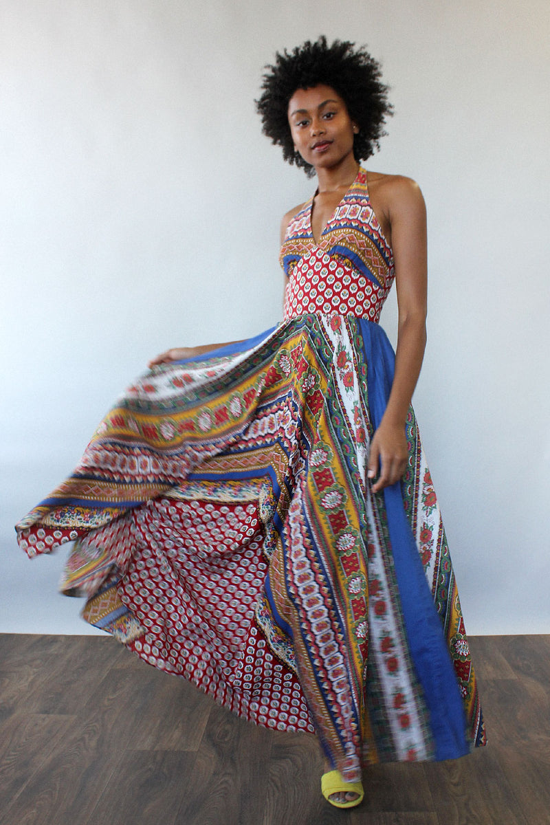 under the pagoda maxi dress Paisley Pagoda Halter Dress XS/S – OMNIA