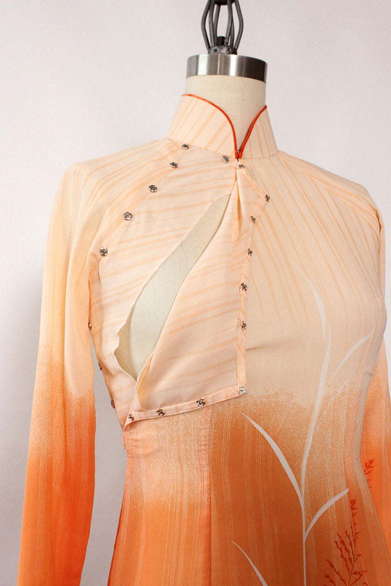 Vietnamese Landscape Chiffon Dress XS