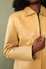 Honey Leather Boxy Jacket L