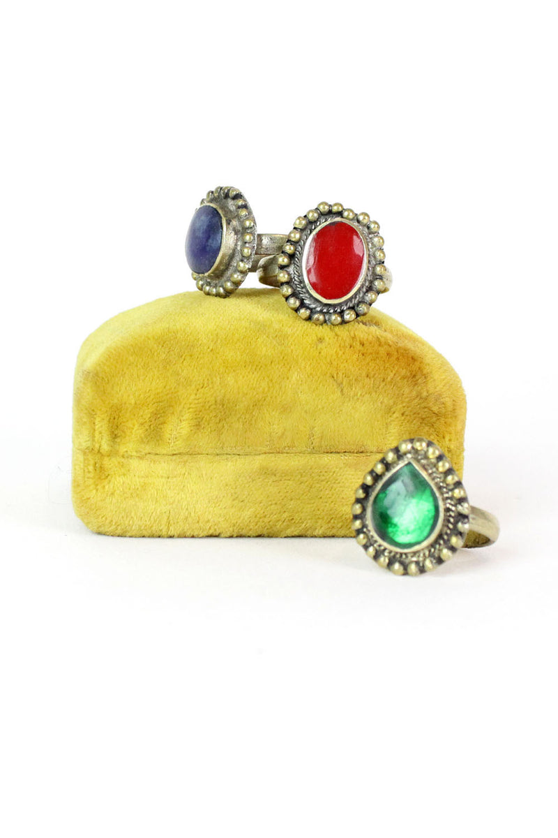 Iridescent Green Teardrop Ring
