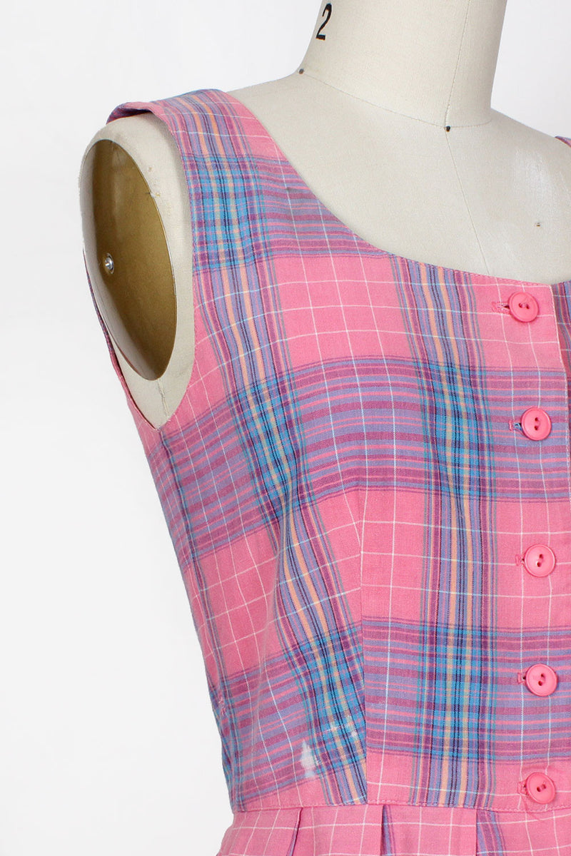 Lanz Pink Plaid Dress S