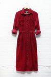 Maroon Corduroy Shirtdress M