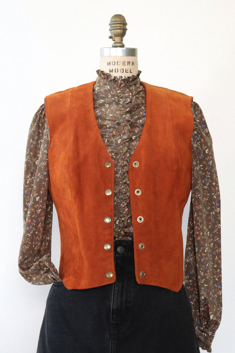 Rust Suede Snap Vest M/L