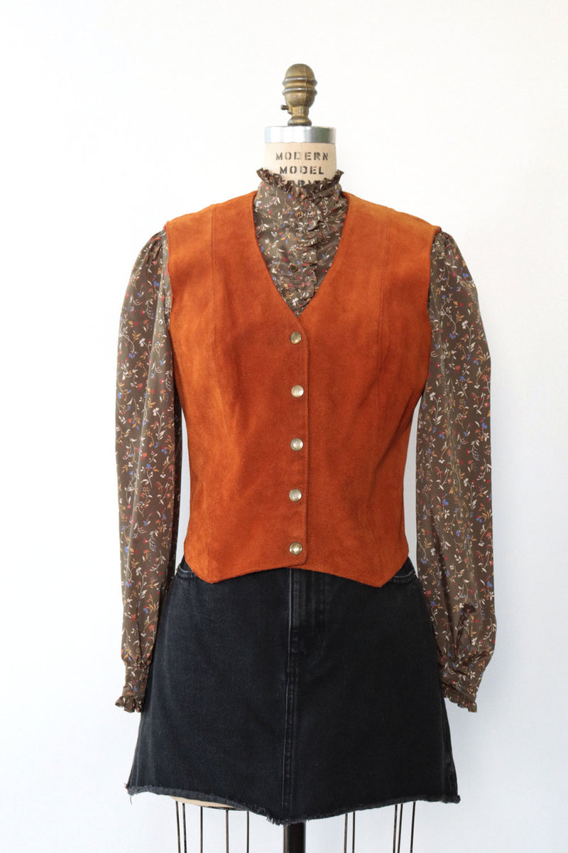Rust Suede Snap Vest M/L