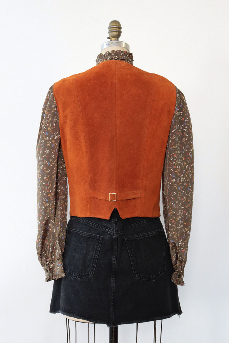 Rust Suede Snap Vest M/L