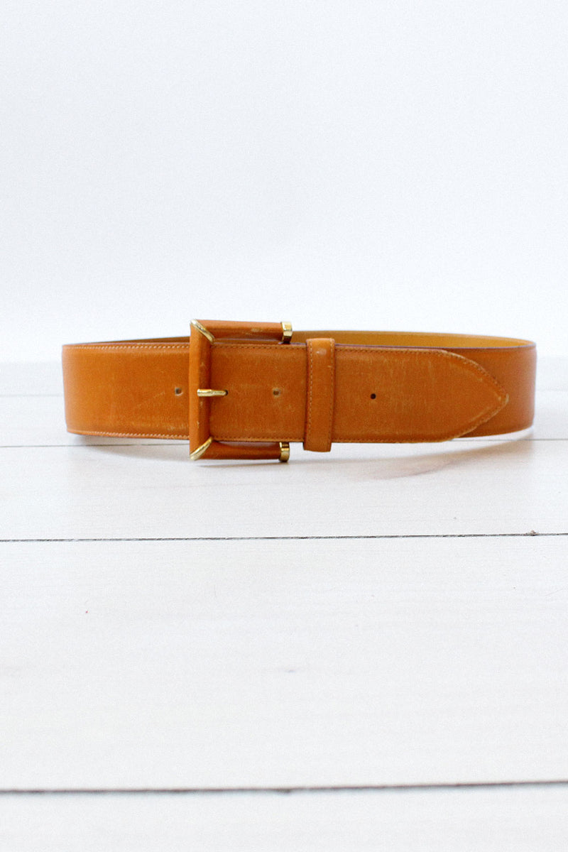 Pumpkin Leather Waist Belt
