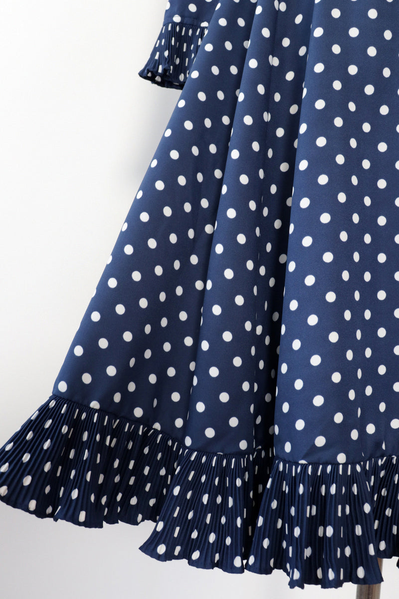 Victor Costa Navy Polka Dot Dress M