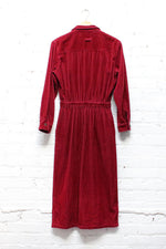 Maroon Corduroy Shirtdress M