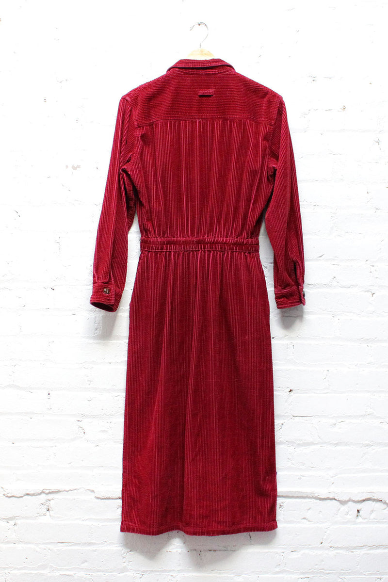 Maroon Corduroy Shirtdress M