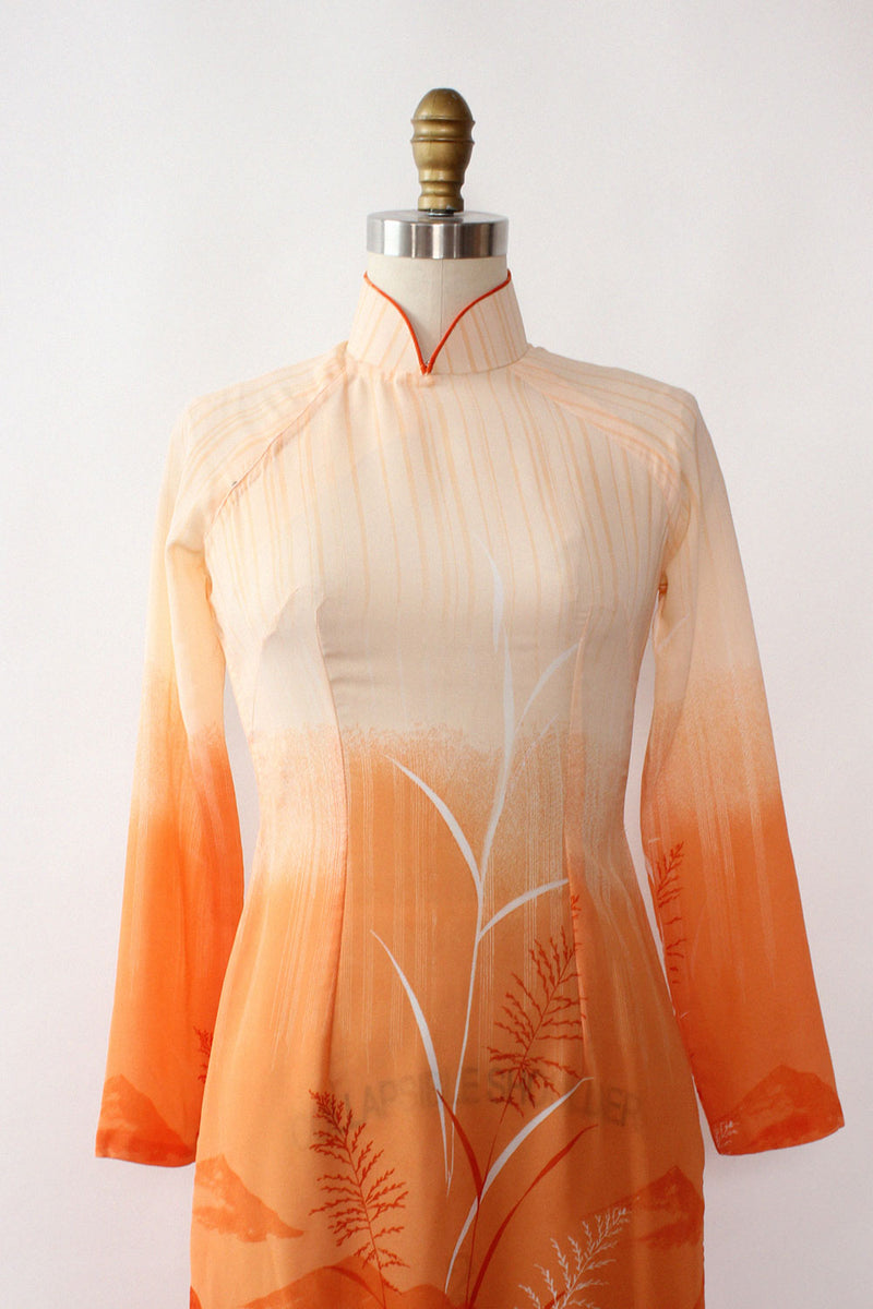 Vietnamese Landscape Chiffon Dress XS