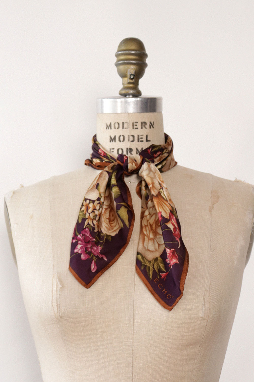 Plum Silk Floral Scarf