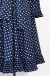 Victor Costa Navy Polka Dot Dress M