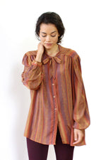 Rust & Saffron Striped Silk Blouse M/L