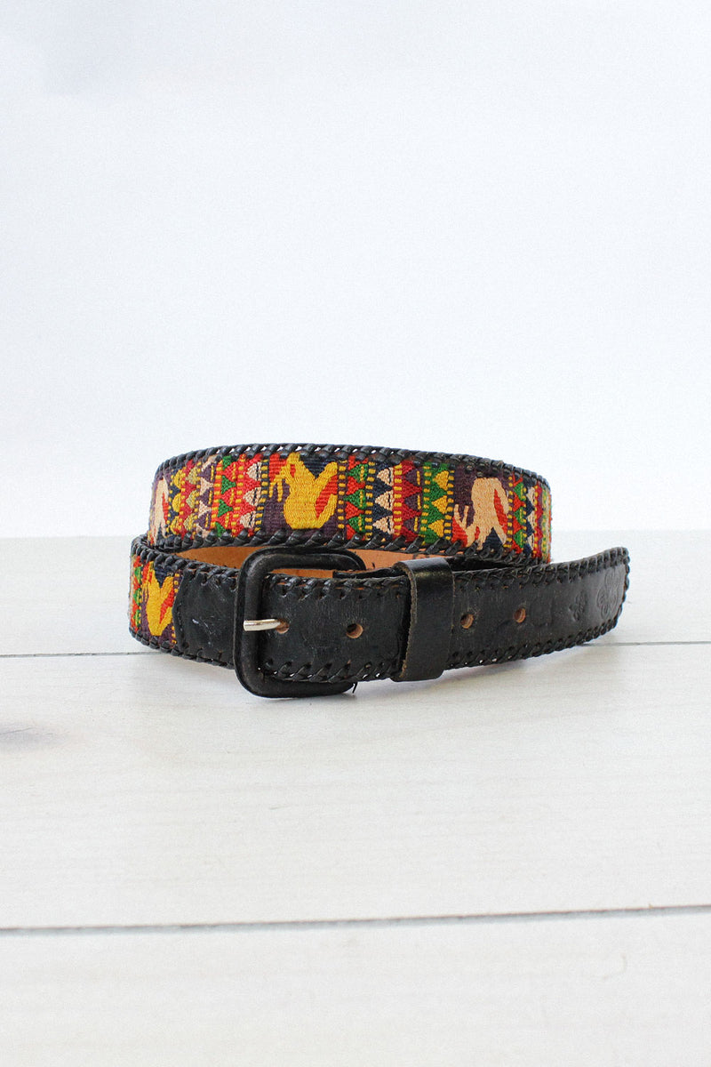 Rabbit Tapestry Leather Belt
