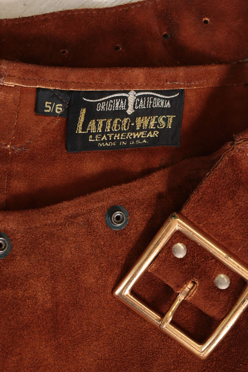 Latigo Brown Suede Buckle Mini Skirt XS