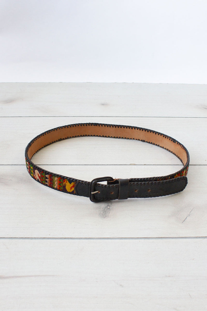 Rabbit Tapestry Leather Belt