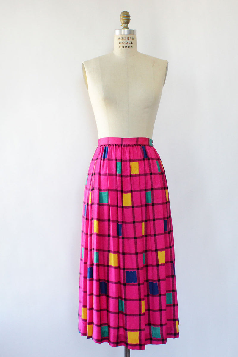 Fuchsia Grid Skirt M/L
