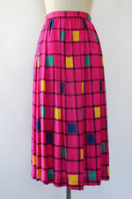 Fuchsia Grid Skirt M/L