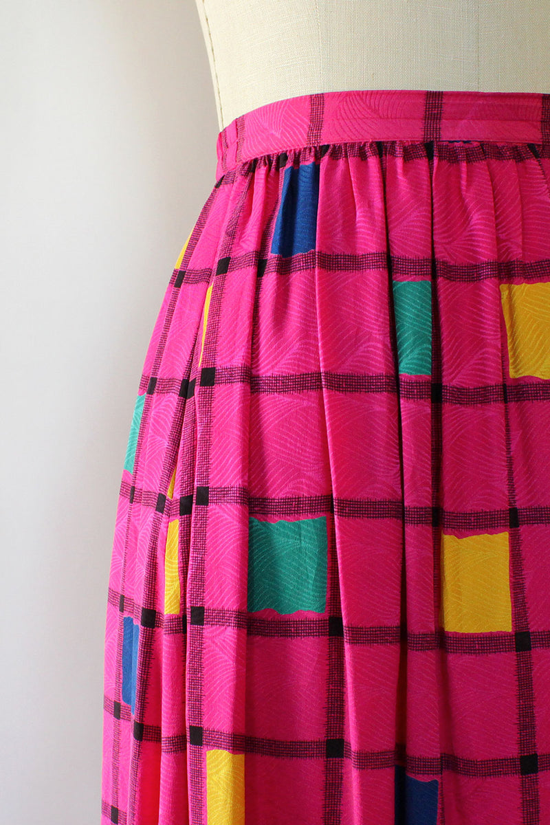 Fuchsia Grid Skirt M/L