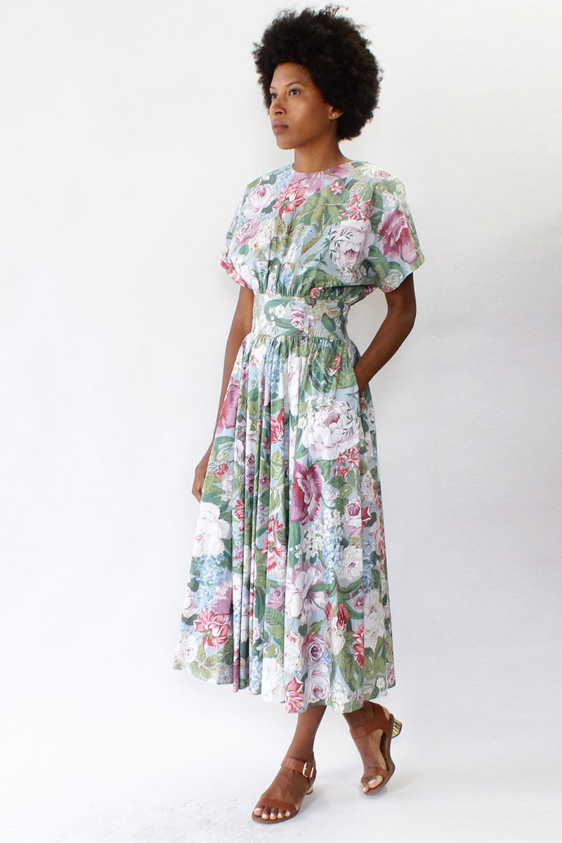 Floral Pastel Keyhole Dress S