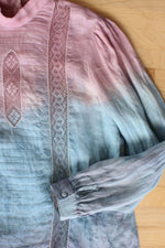 Linen Lace Dyed Buttonback Blouse M