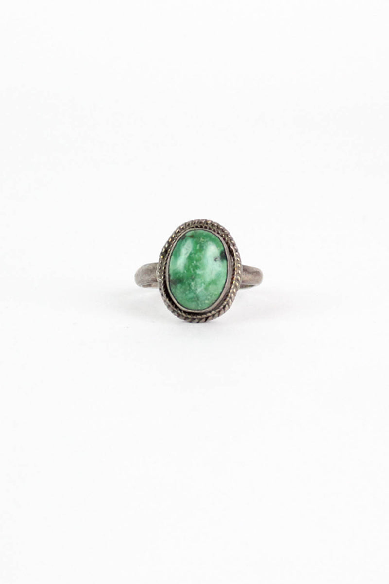 Green Turquoise Reeded Ring