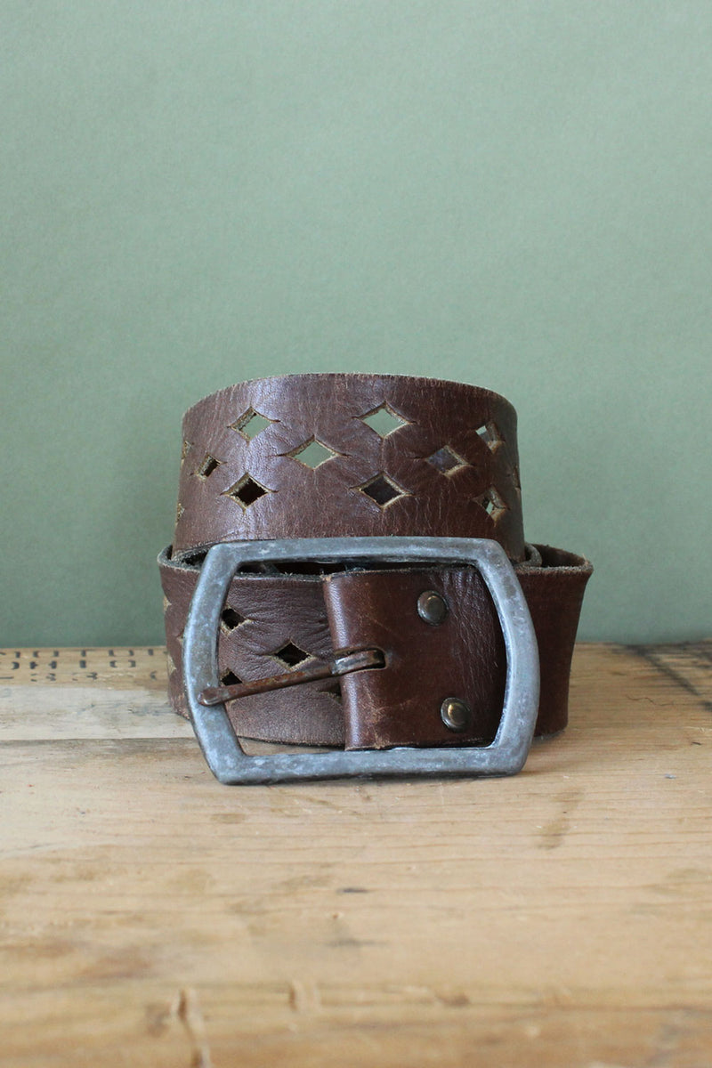 Diamond Cut Leather Belt