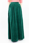 SALE / Ivy Green Silk Velvet Maxi Skirt S