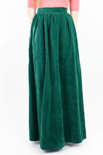 SALE / Ivy Green Silk Velvet Maxi Skirt S
