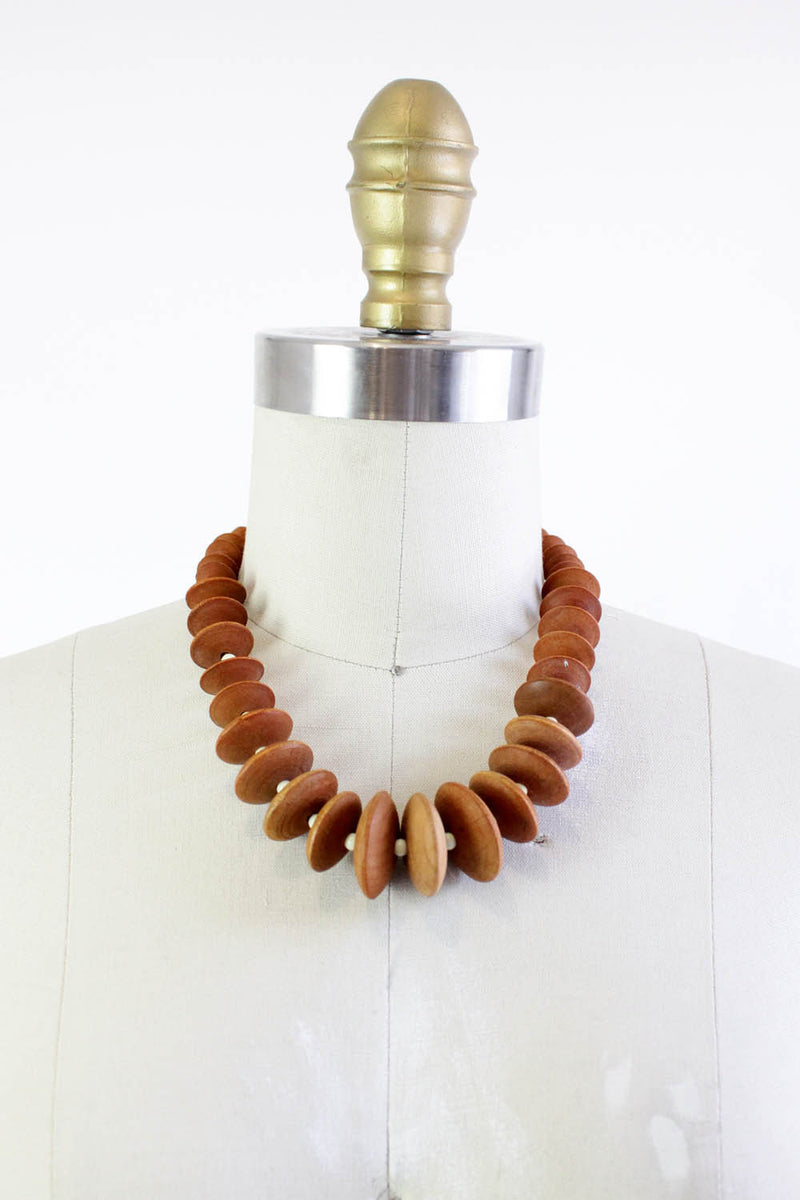 Wood Disc Bead Necklace
