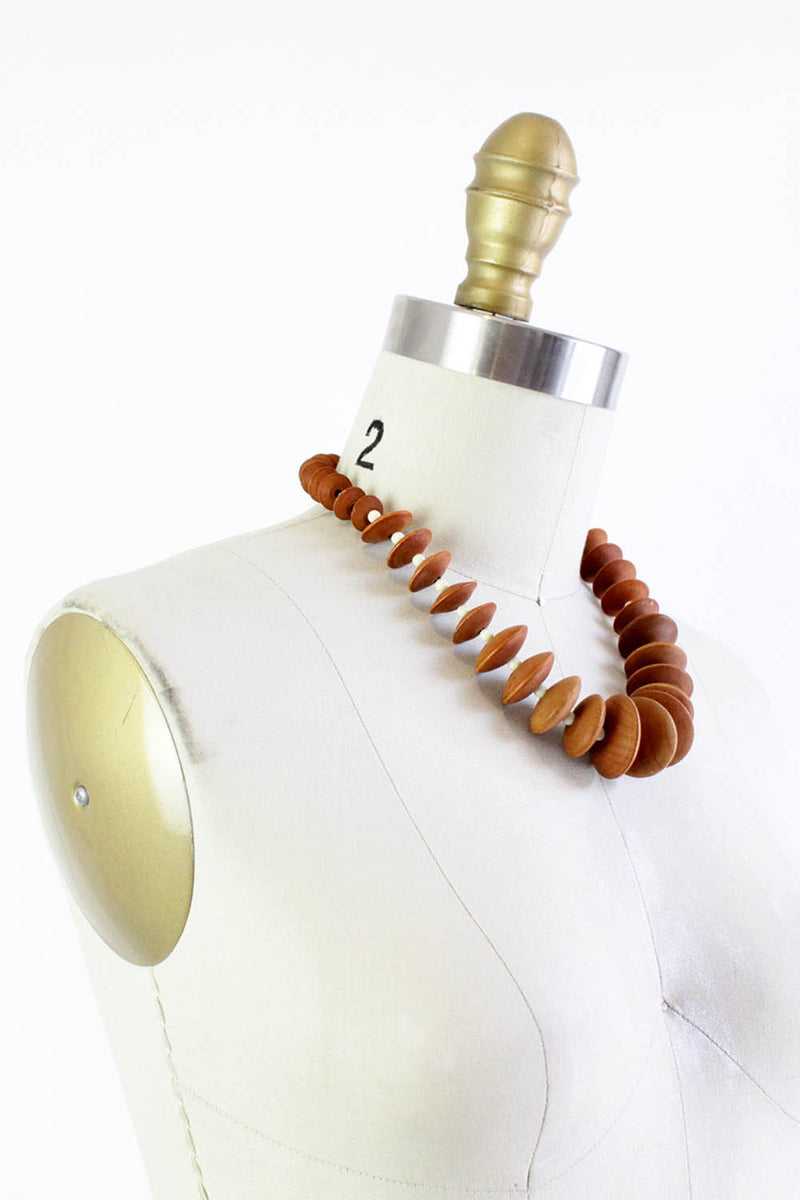 Wood Disc Bead Necklace