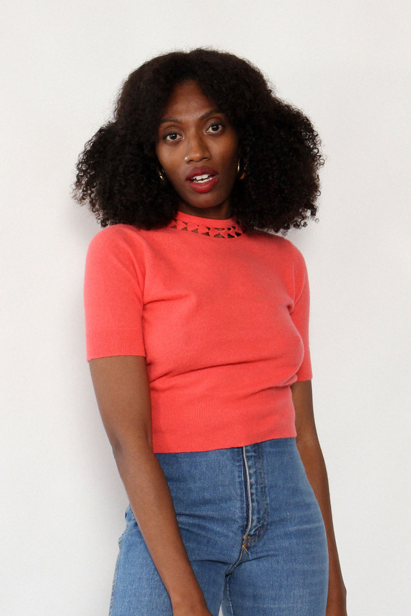 Coral cashmere sweater sales