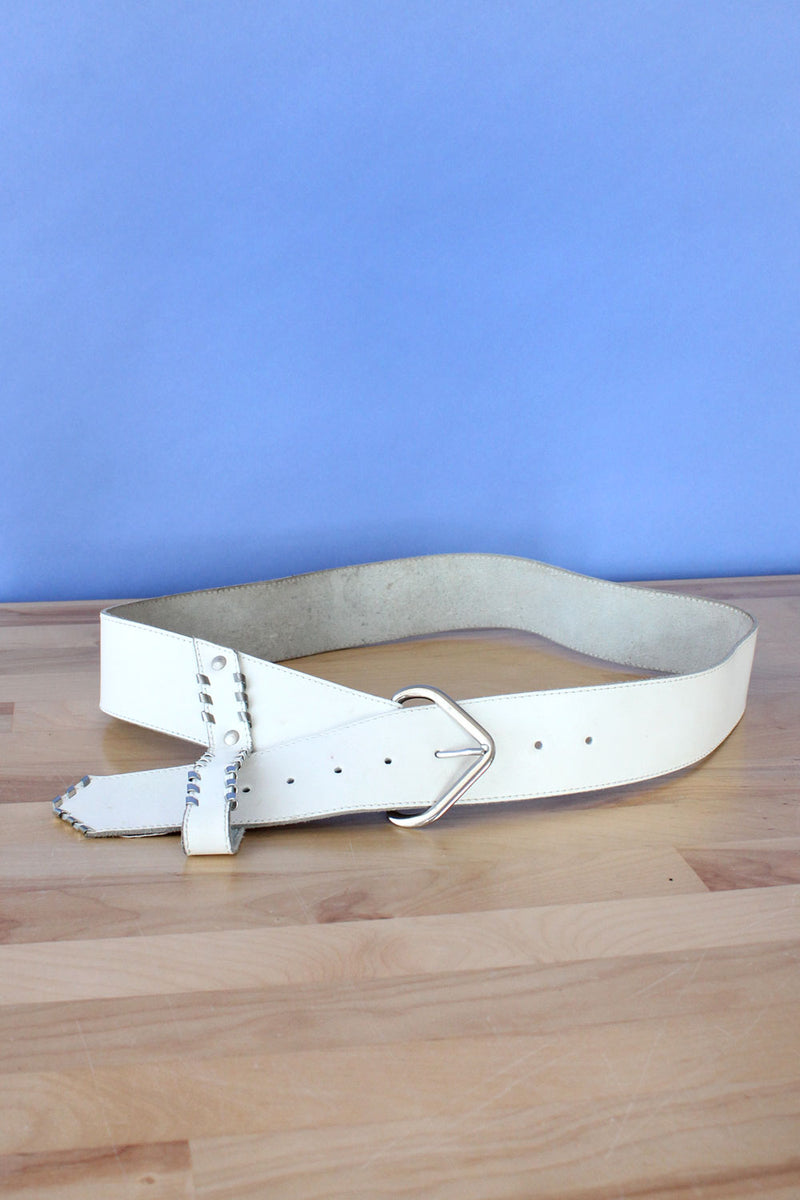 Blanc Leather 80s Belt