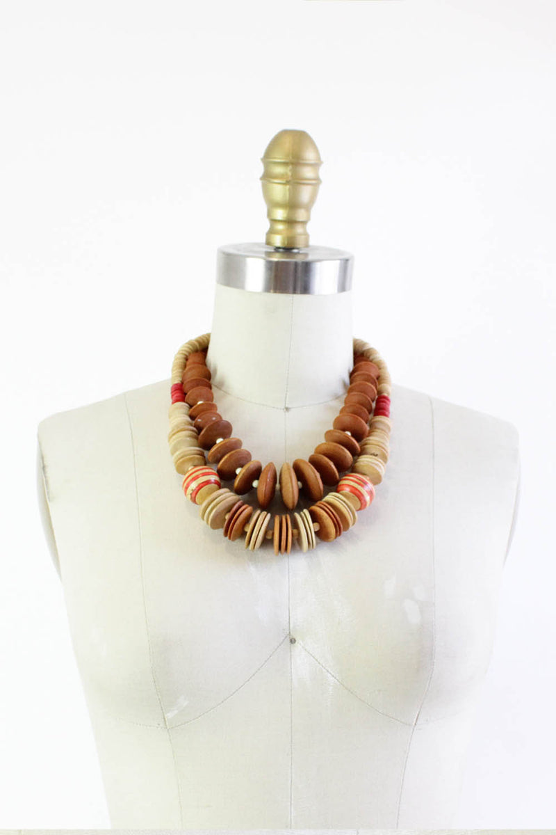 Wood Disc Bead Necklace