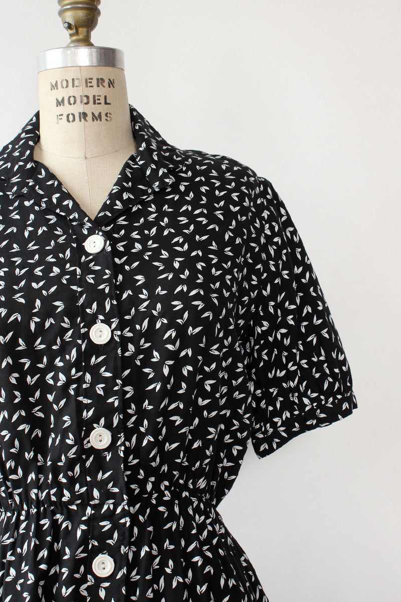 Leafy Print Flare Shirtdress S/M