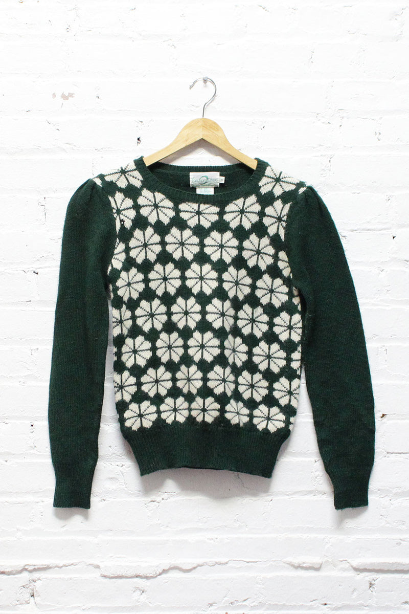 Forest Green Op Art Sweater S