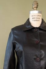 French Black Leather Jacket XS/S
