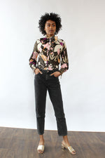 Lurex Floral Pussybow Blouse M